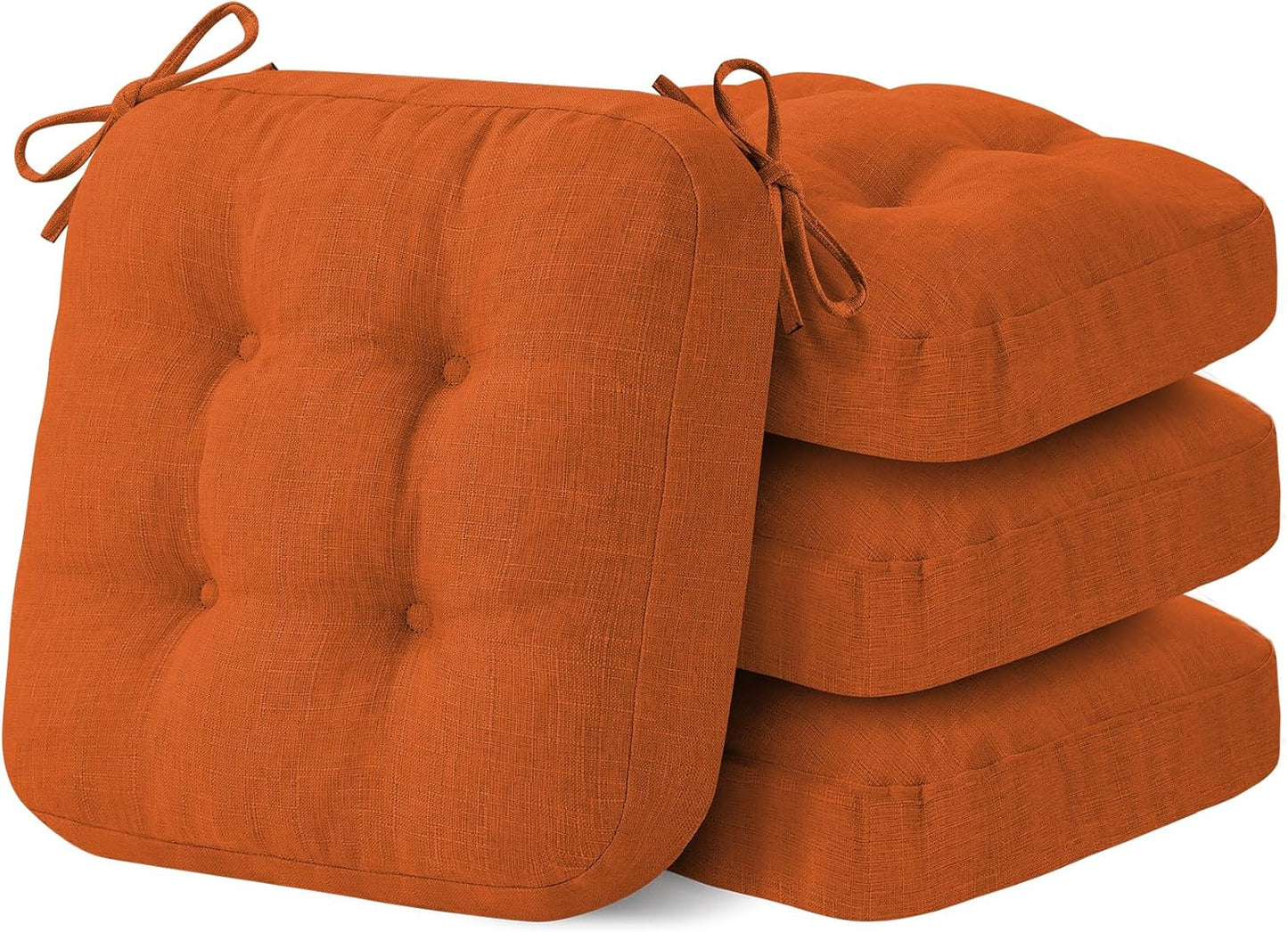 Chair Cushions, Memory Foam Dining Chair Cushions, Tufted Indoor Chair Pads, Set of 4, 16.5' x 16.5' x 3.5', Beige