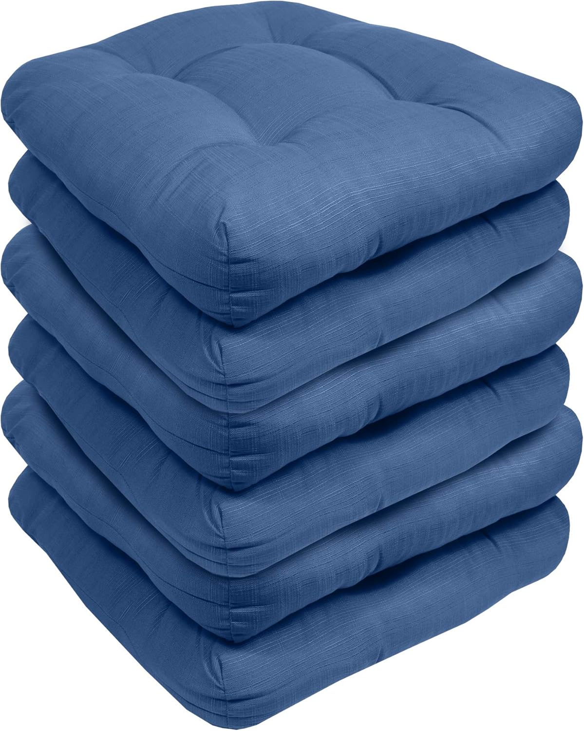 Sweet Home Collection Patio Cushions Outdoor Chair Pads Premium Comfortable Thick Fiber Fill Tufted 19" x 19" Seat Cover, 4 Count (Pack of 1), Havana Peacock/White