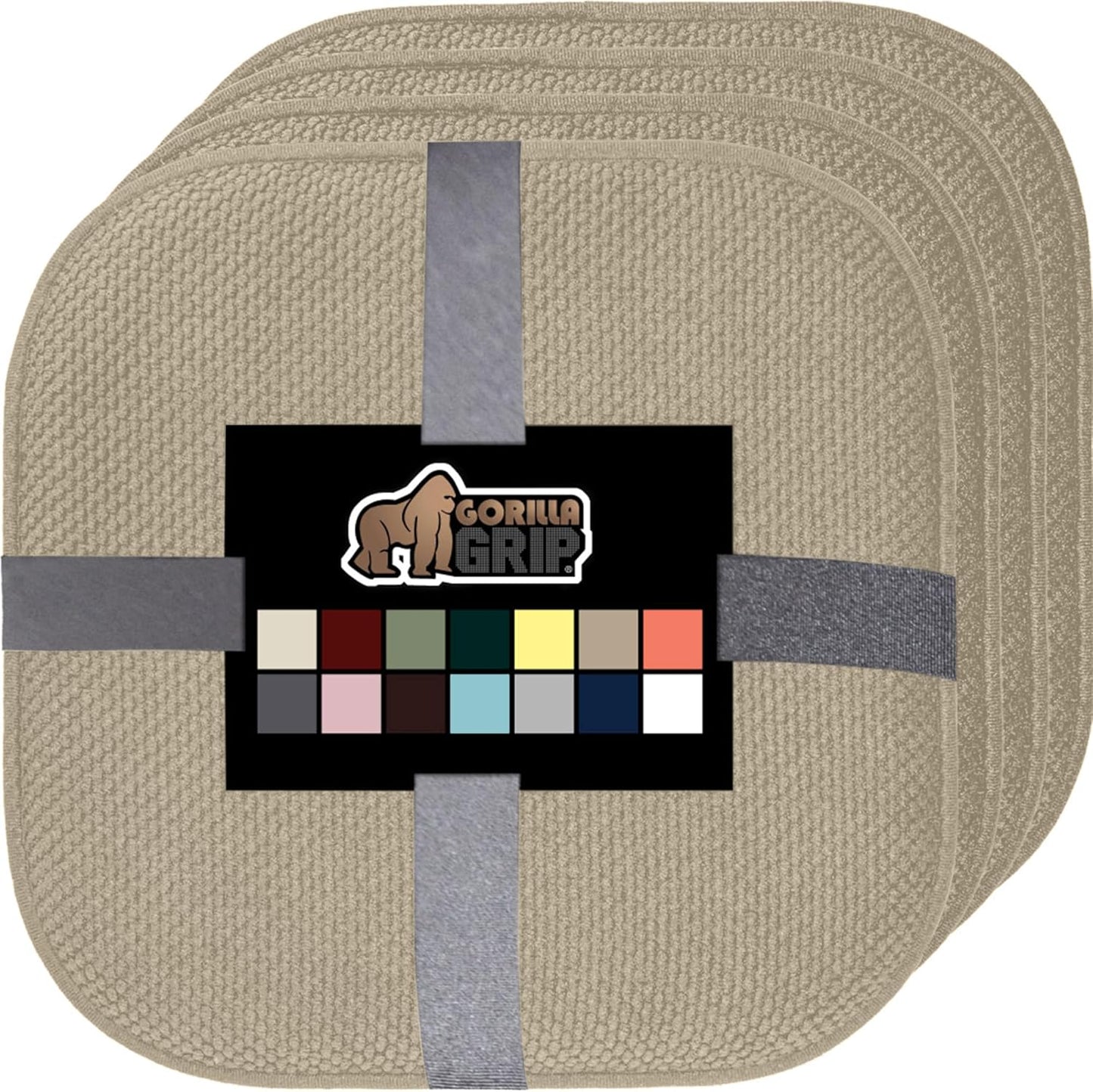 GORILLA GRIP Slip Resistant Chair Cushions, No Ties Required, Memory Foam Pads for Dining Room, Kitchen Table, Office, Rocking Chairs, Plush Seat Cover Cushion Pad, Home Decor, Set of 4 16x16, Black