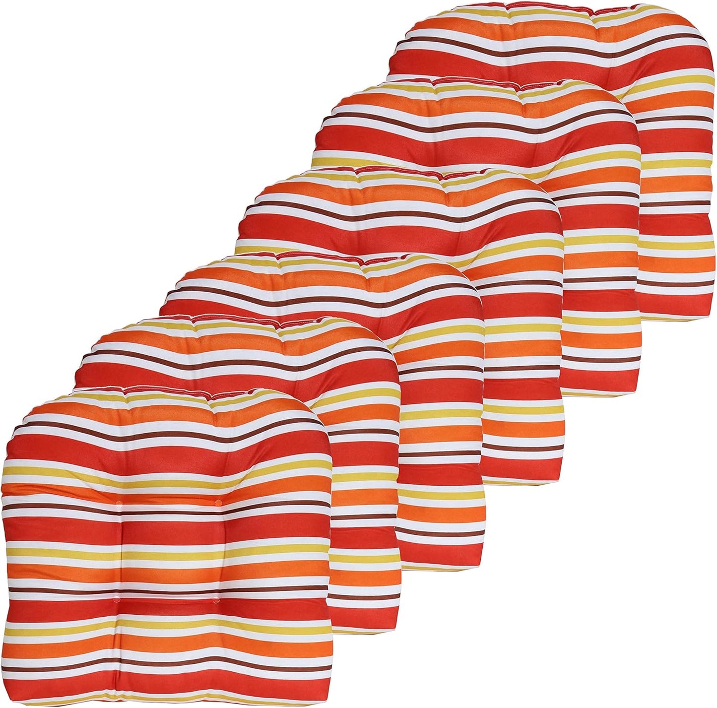 Sweet Home Collection Patio Cushions Outdoor Chair Pads Premium Comfortable Thick Fiber Fill Tufted 19" x 19" Seat Cover, 4 Count (Pack of 1), Havana Peacock/White