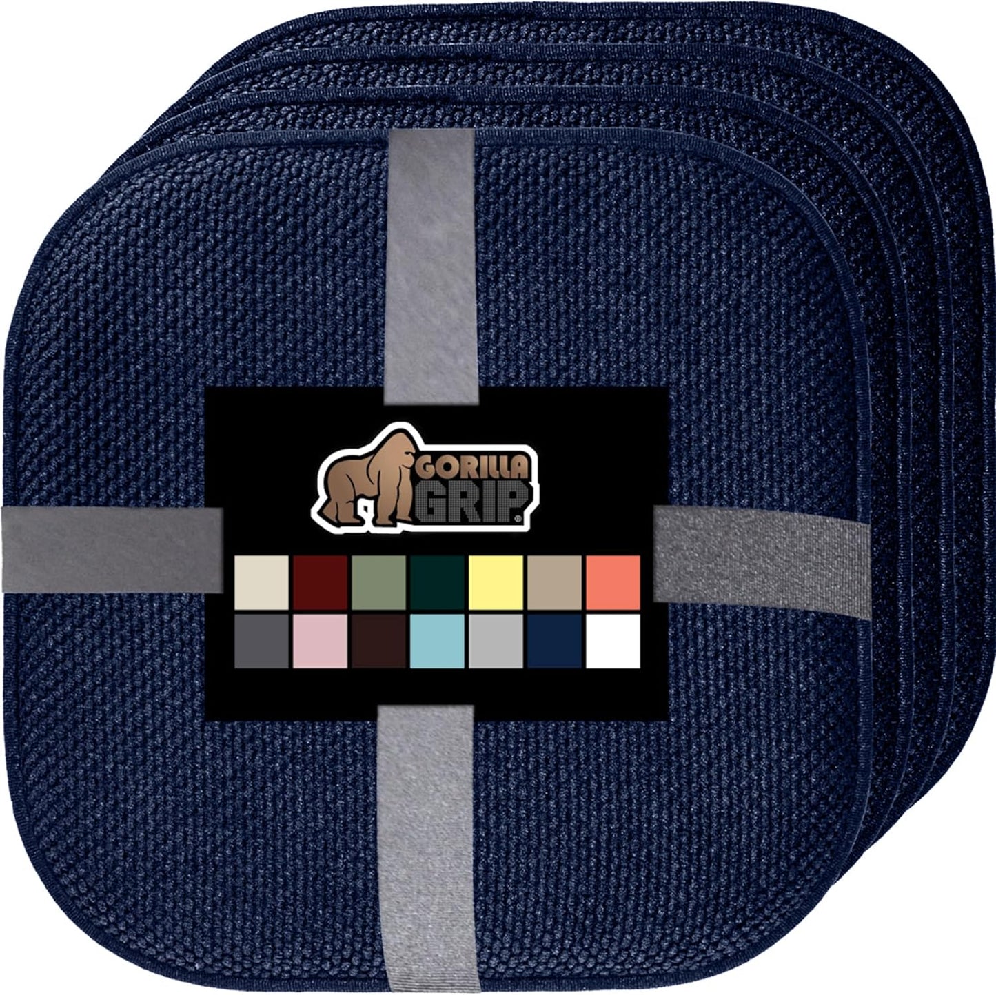 GORILLA GRIP Slip Resistant Chair Cushions, No Ties Required, Memory Foam Pads for Dining Room, Kitchen Table, Office, Rocking Chairs, Plush Seat Cover Cushion Pad, Home Decor, Set of 4 16x16, Black