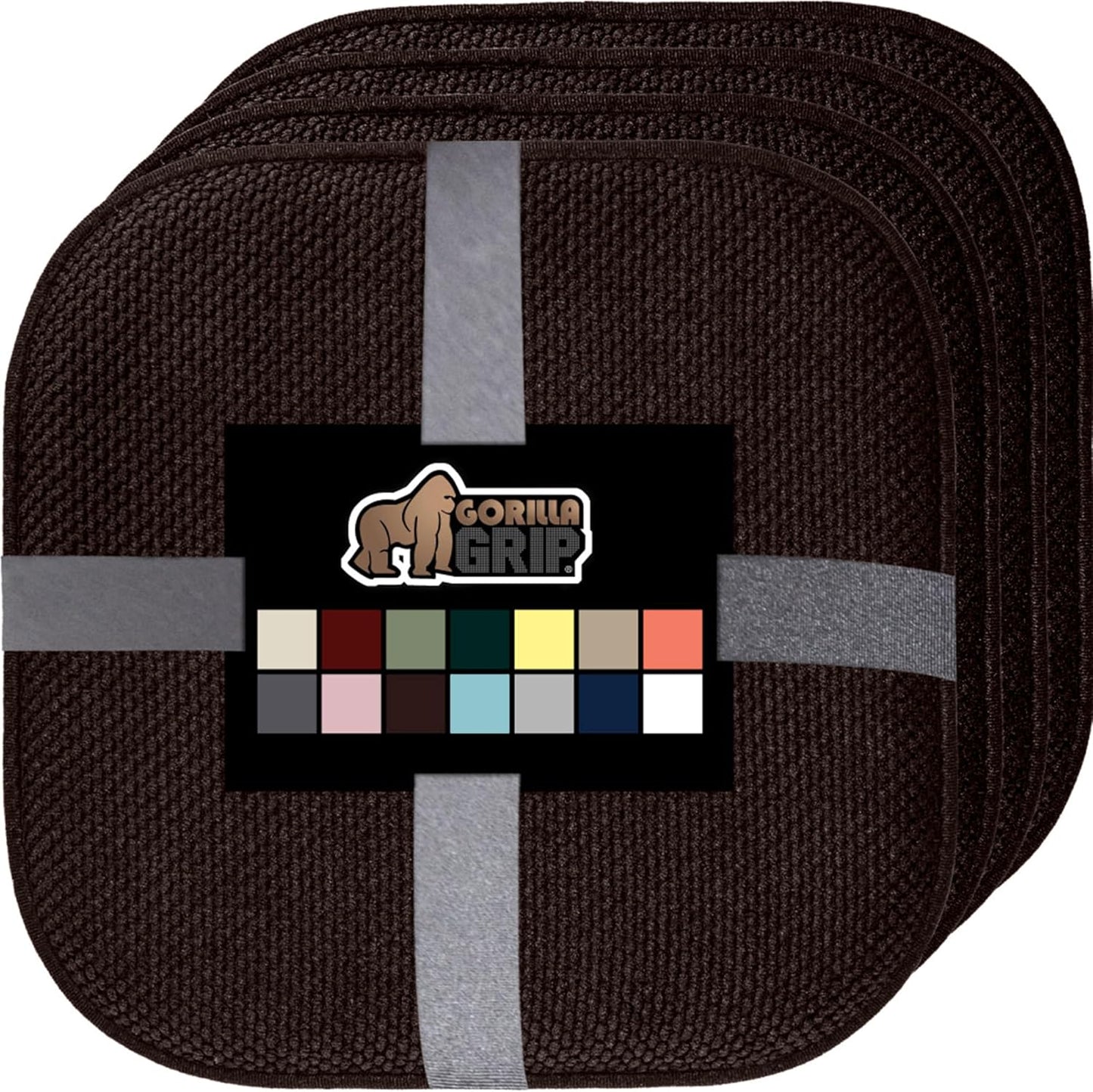 GORILLA GRIP Slip Resistant Chair Cushions, No Ties Required, Memory Foam Pads for Dining Room, Kitchen Table, Office, Rocking Chairs, Plush Seat Cover Cushion Pad, Home Decor, Set of 4 16x16, Black