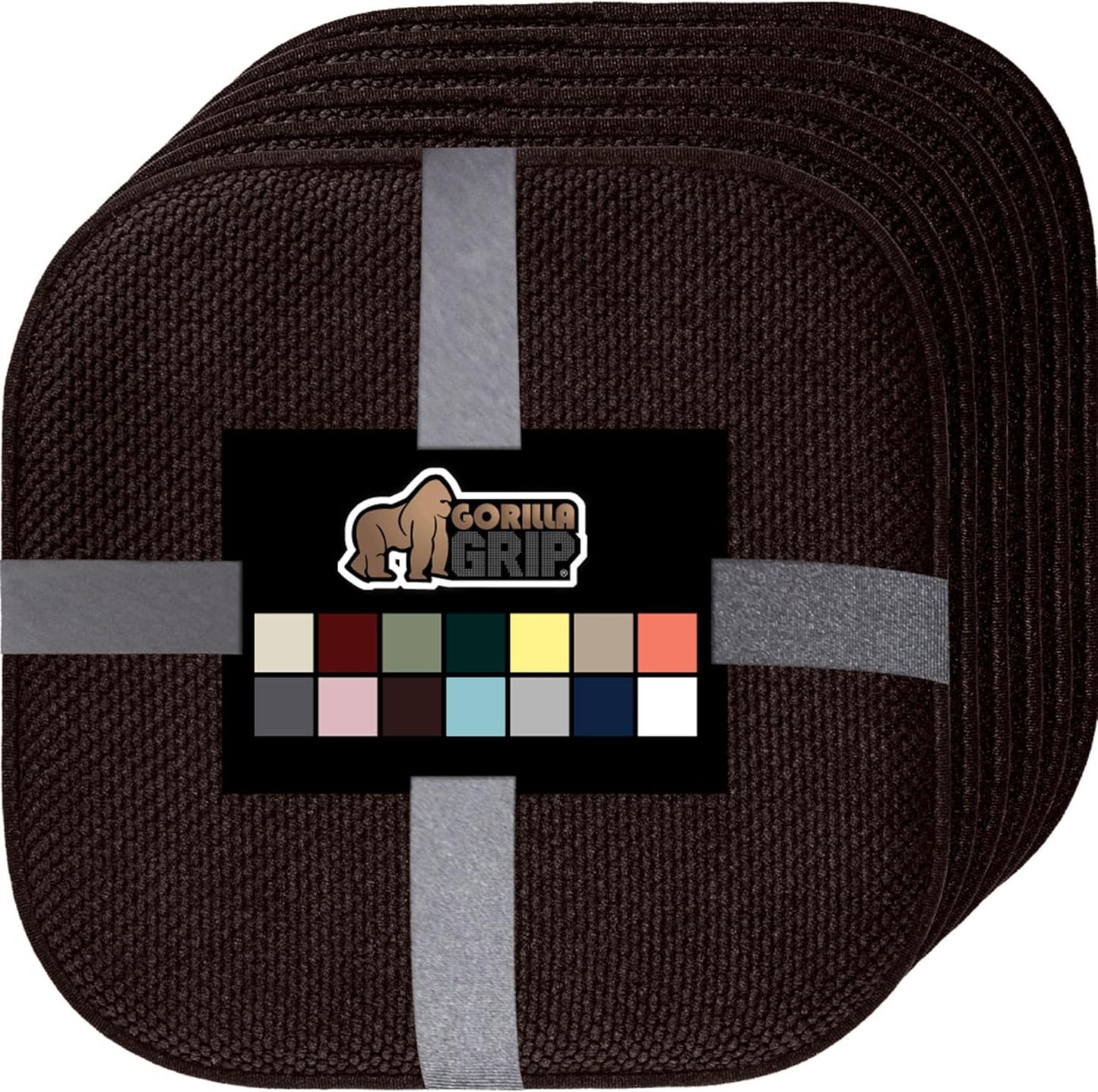 GORILLA GRIP Slip Resistant Chair Cushions, No Ties Required, Memory Foam Pads for Dining Room, Kitchen Table, Office, Rocking Chairs, Plush Seat Cover Cushion Pad, Home Decor, Set of 4 16x16, Black