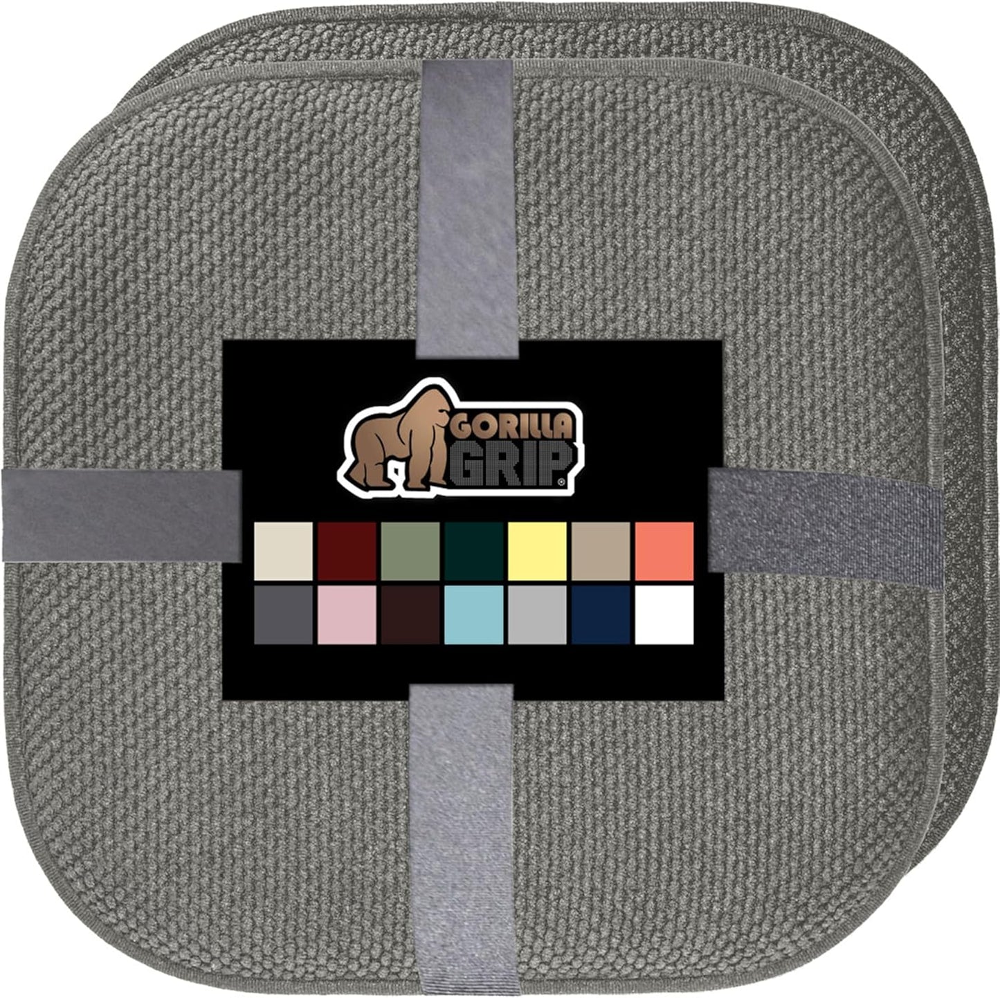 GORILLA GRIP Slip Resistant Chair Cushions, No Ties Required, Memory Foam Pads for Dining Room, Kitchen Table, Office, Rocking Chairs, Plush Seat Cover Cushion Pad, Home Decor, Set of 4 16x16, Black
