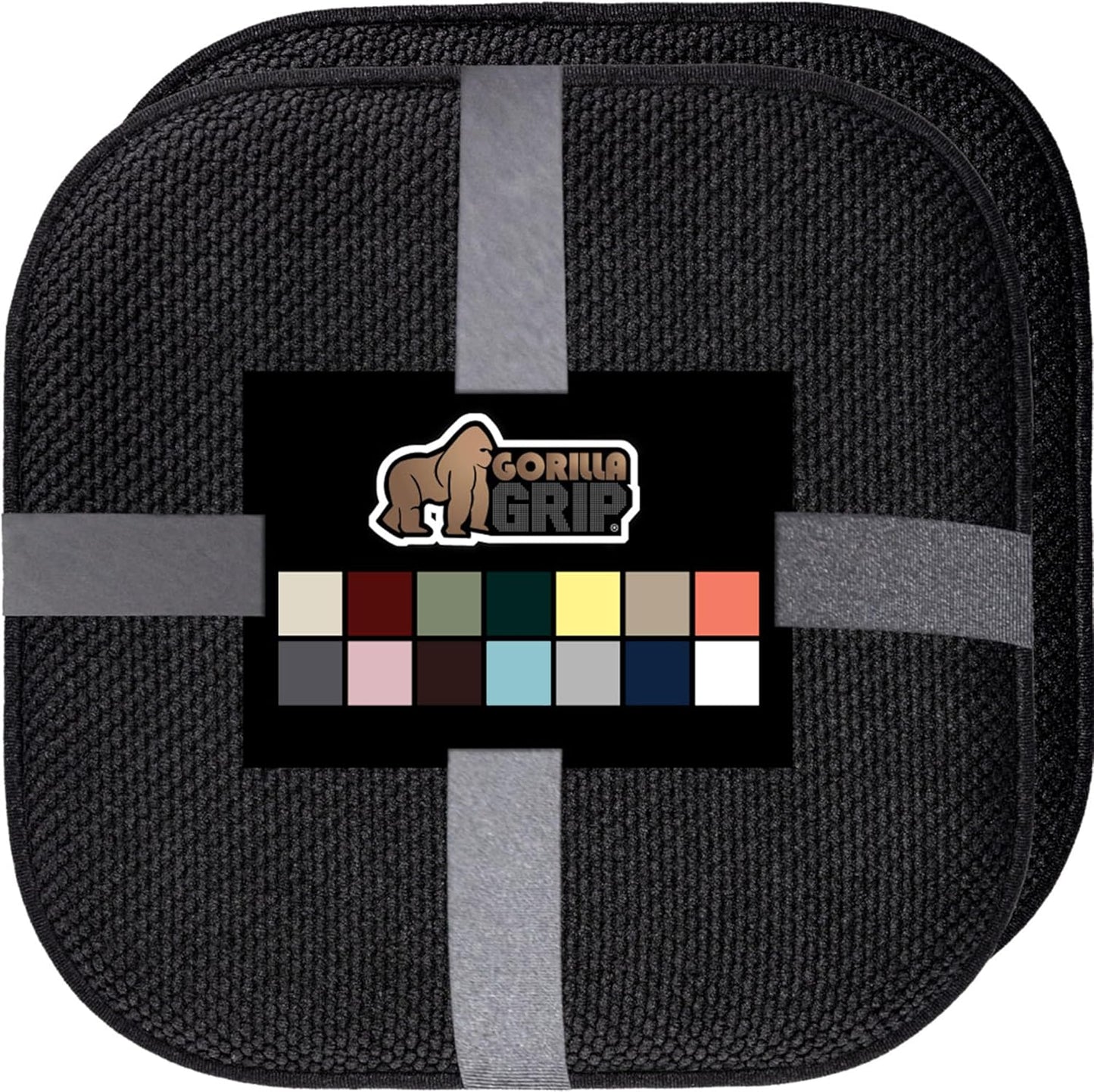 GORILLA GRIP Slip Resistant Chair Cushions, No Ties Required, Memory Foam Pads for Dining Room, Kitchen Table, Office, Rocking Chairs, Plush Seat Cover Cushion Pad, Home Decor, Set of 4 16x16, Black
