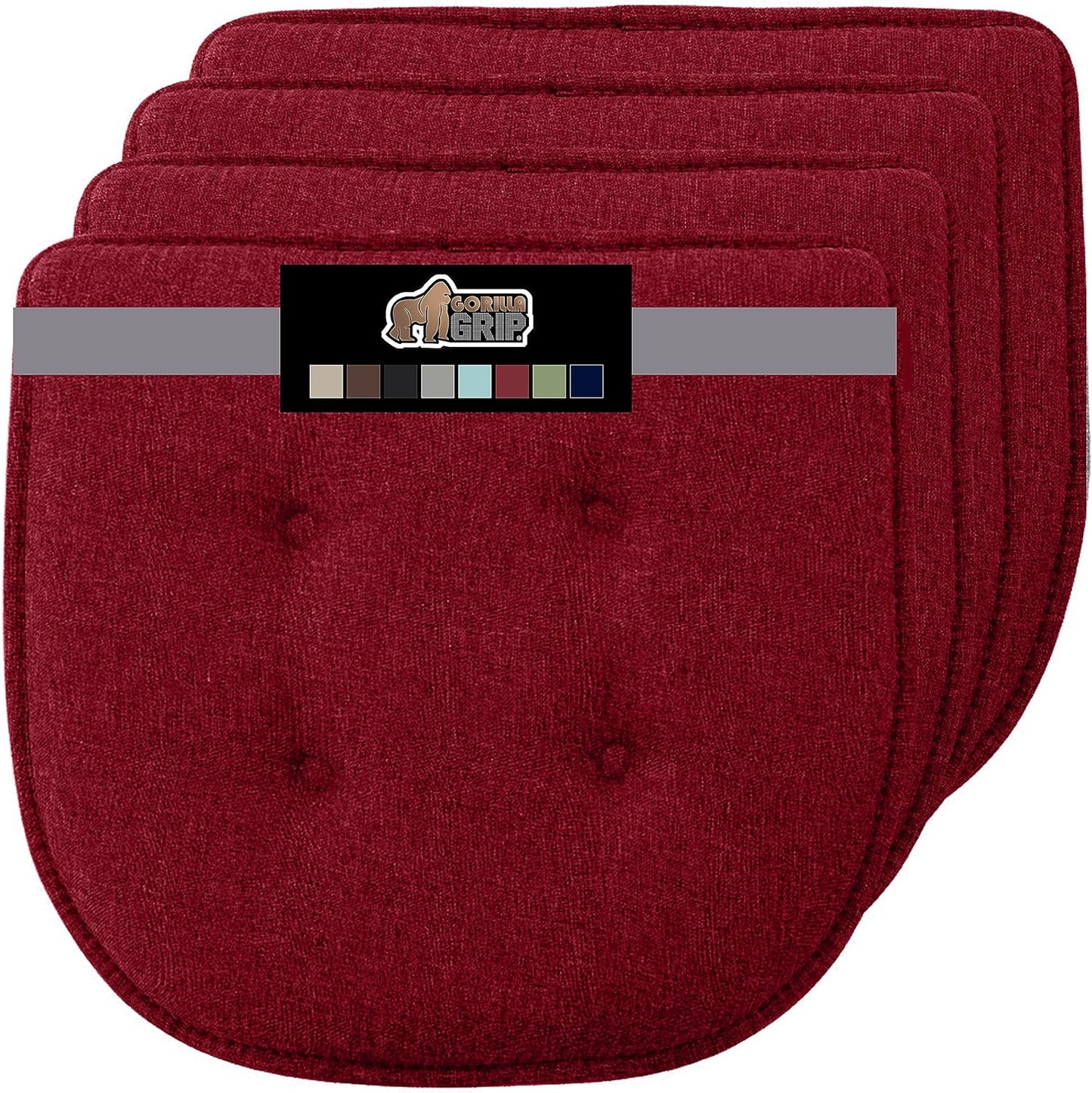 GORILLA GRIP Slip Resistant Chair Cushions, No Ties Required, Memory Foam Pads for Dining Room, Kitchen Table, Office, Rocking Chairs, Plush Seat Cover Cushion Pad, Home Decor, Set of 4 16x16, Black