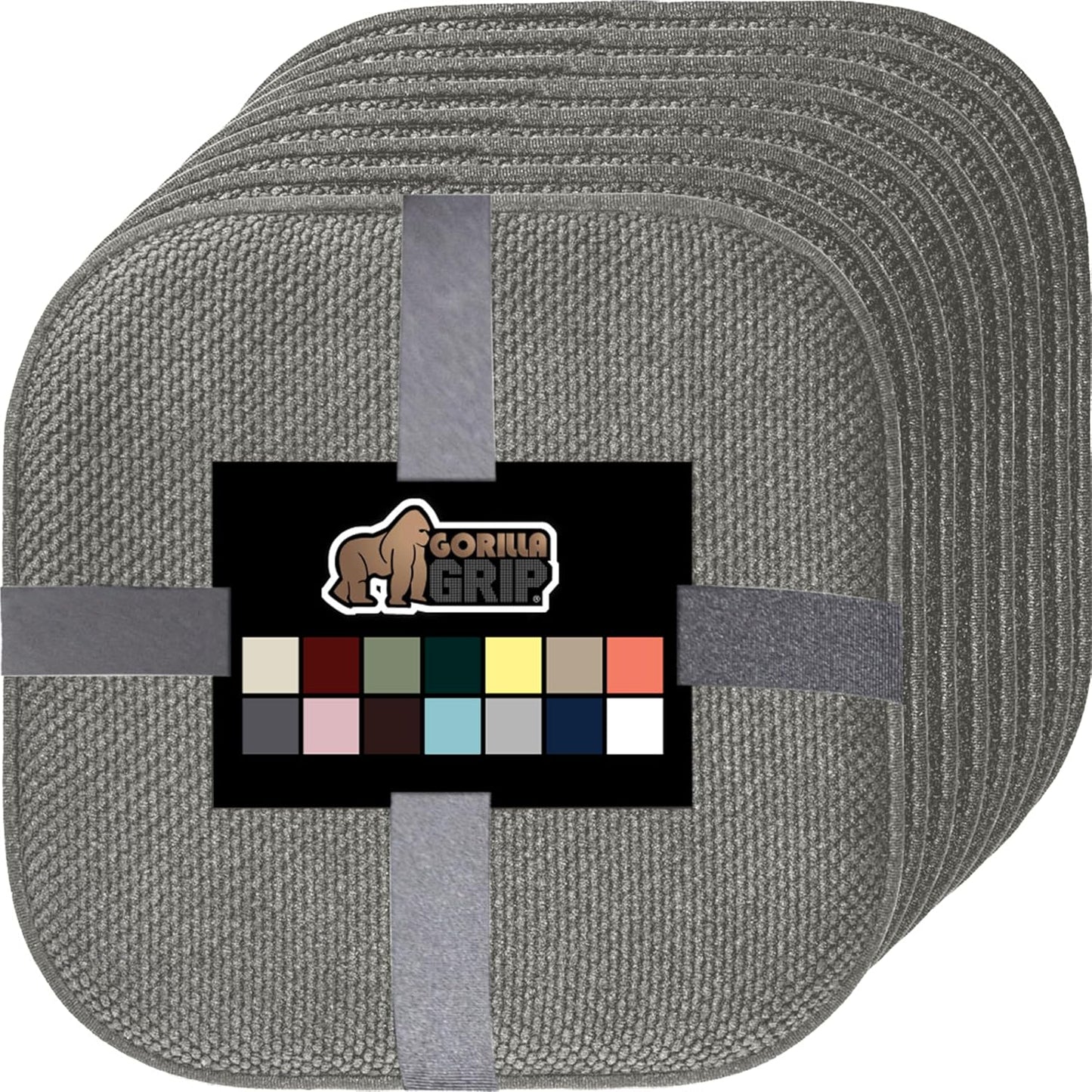 GORILLA GRIP Slip Resistant Chair Cushions, No Ties Required, Memory Foam Pads for Dining Room, Kitchen Table, Office, Rocking Chairs, Plush Seat Cover Cushion Pad, Home Decor, Set of 4 16x16, Black