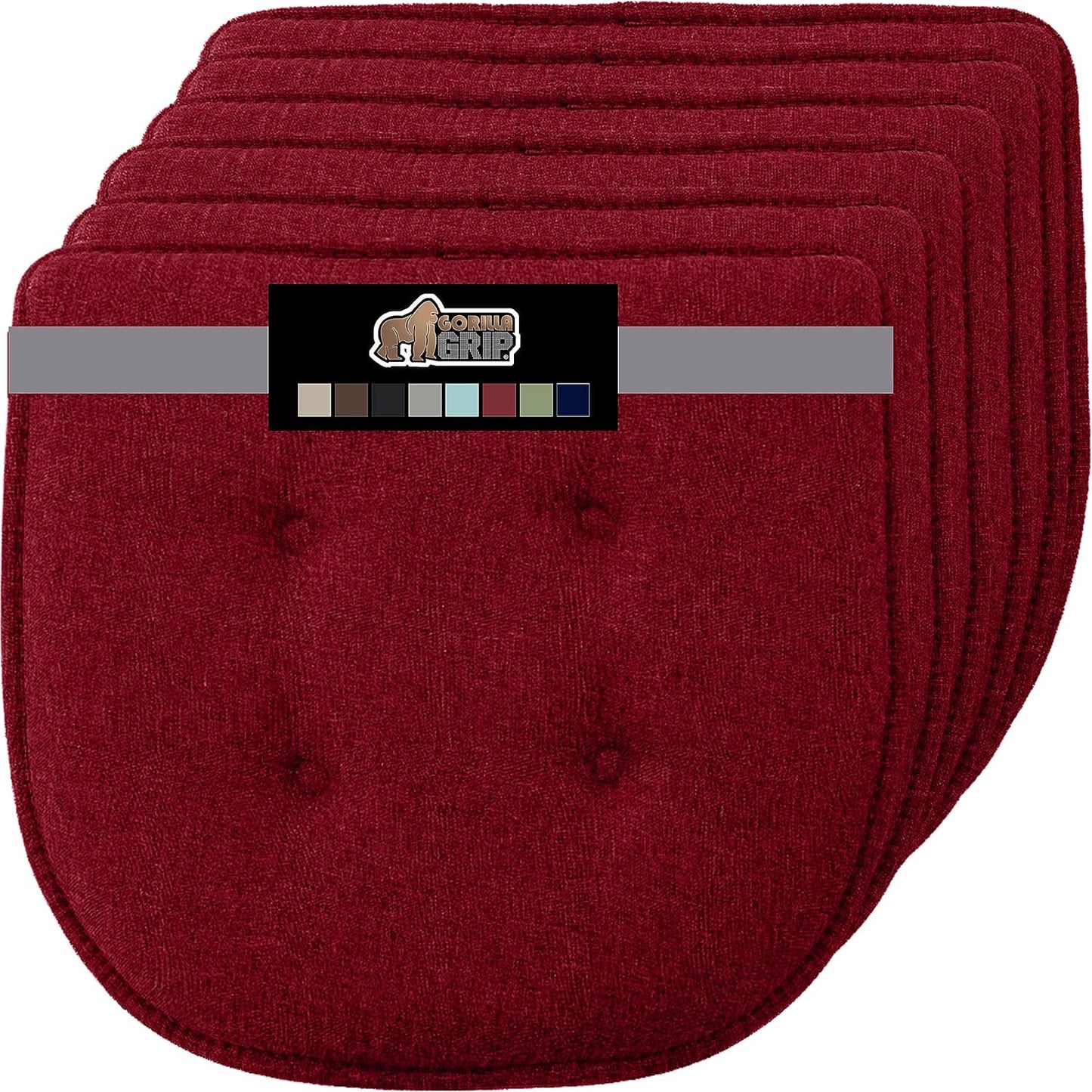 GORILLA GRIP Slip Resistant Chair Cushions, No Ties Required, Memory Foam Pads for Dining Room, Kitchen Table, Office, Rocking Chairs, Plush Seat Cover Cushion Pad, Home Decor, Set of 4 16x16, Black