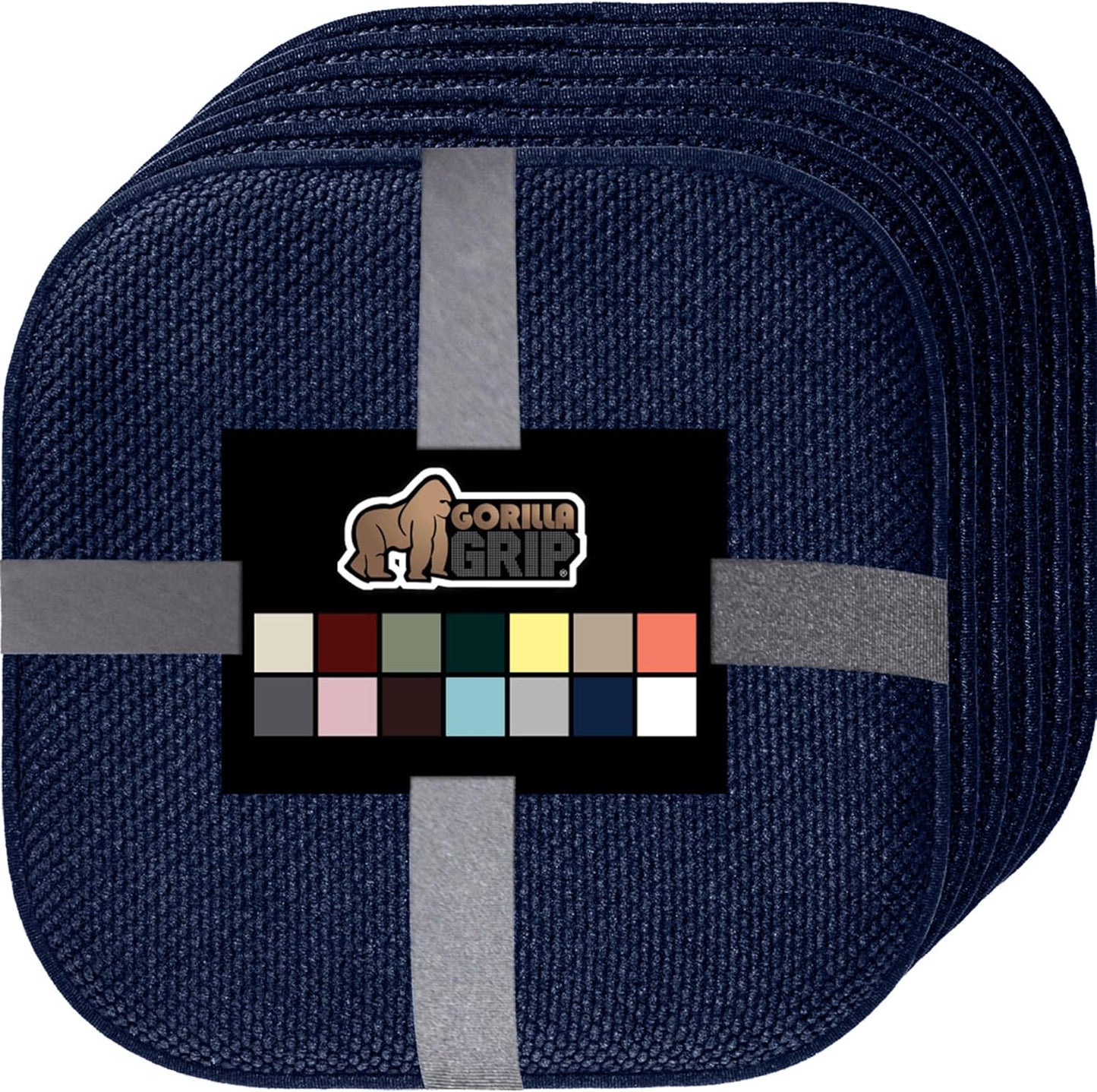GORILLA GRIP Slip Resistant Chair Cushions, No Ties Required, Memory Foam Pads for Dining Room, Kitchen Table, Office, Rocking Chairs, Plush Seat Cover Cushion Pad, Home Decor, Set of 4 16x16, Black