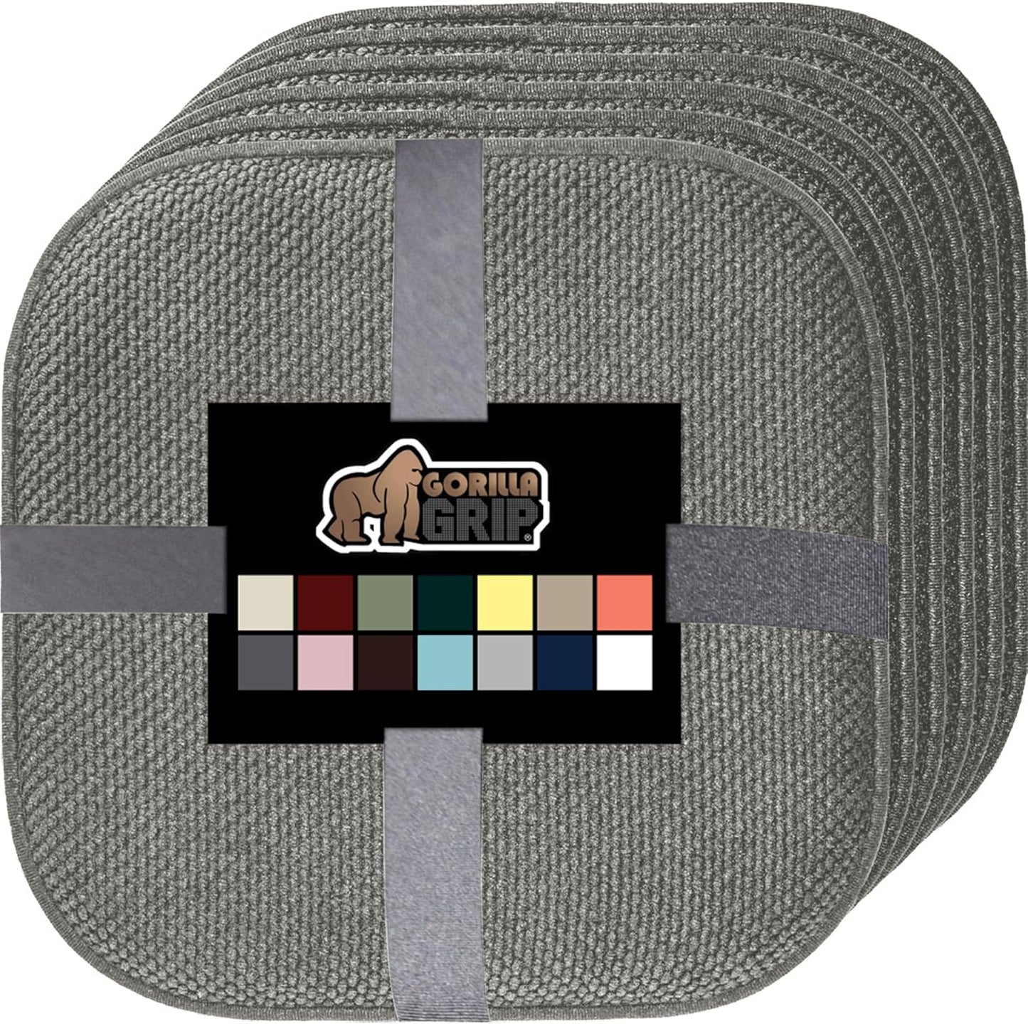 GORILLA GRIP Slip Resistant Chair Cushions, No Ties Required, Memory Foam Pads for Dining Room, Kitchen Table, Office, Rocking Chairs, Plush Seat Cover Cushion Pad, Home Decor, Set of 4 16x16, Black