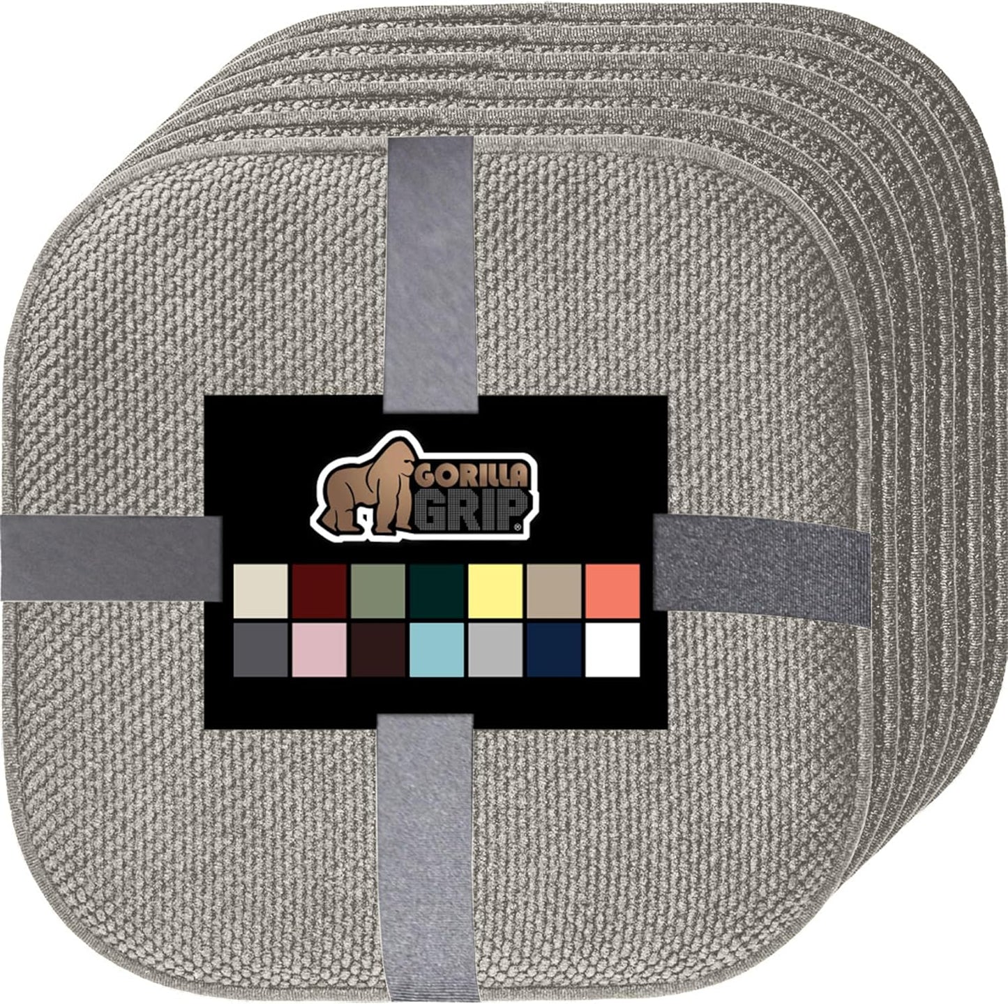 GORILLA GRIP Slip Resistant Chair Cushions, No Ties Required, Memory Foam Pads for Dining Room, Kitchen Table, Office, Rocking Chairs, Plush Seat Cover Cushion Pad, Home Decor, Set of 4 16x16, Black