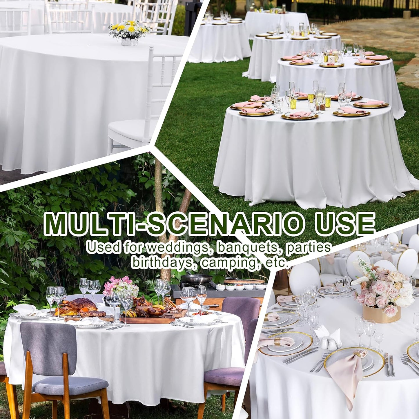10 Pack 120 Inch Round Tablecloth, Stain and Wrinkle Resistant Polyester White Table Cloth, Washable Decorative Round Table Cover for Dining, Buffet Parties & Wedding