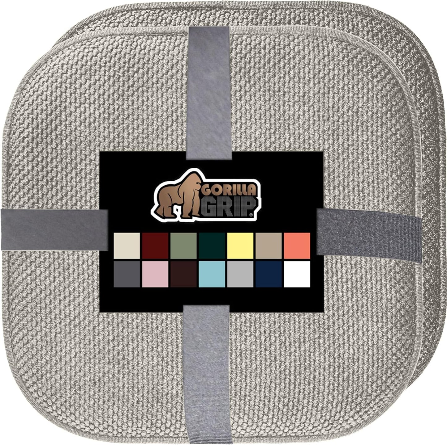 GORILLA GRIP Slip Resistant Chair Cushions, No Ties Required, Memory Foam Pads for Dining Room, Kitchen Table, Office, Rocking Chairs, Plush Seat Cover Cushion Pad, Home Decor, Set of 4 16x16, Black
