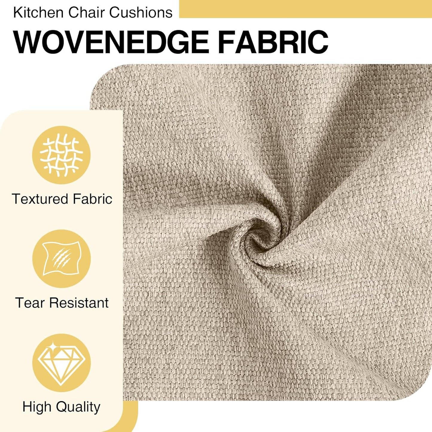 Tromlycs Chair Cushions for Dining Chairs Kitchen Seat Cushions Room Set of 4 Pads with Ties Indoor Non Slip Office 18 x 18 Inch, Beige