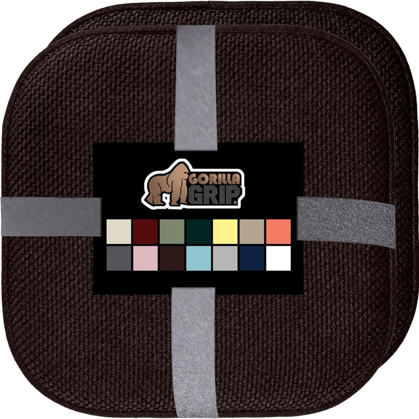 GORILLA GRIP Slip Resistant Chair Cushions, No Ties Required, Memory Foam Pads for Dining Room, Kitchen Table, Office, Rocking Chairs, Plush Seat Cover Cushion Pad, Home Decor, Set of 4 16x16, Black