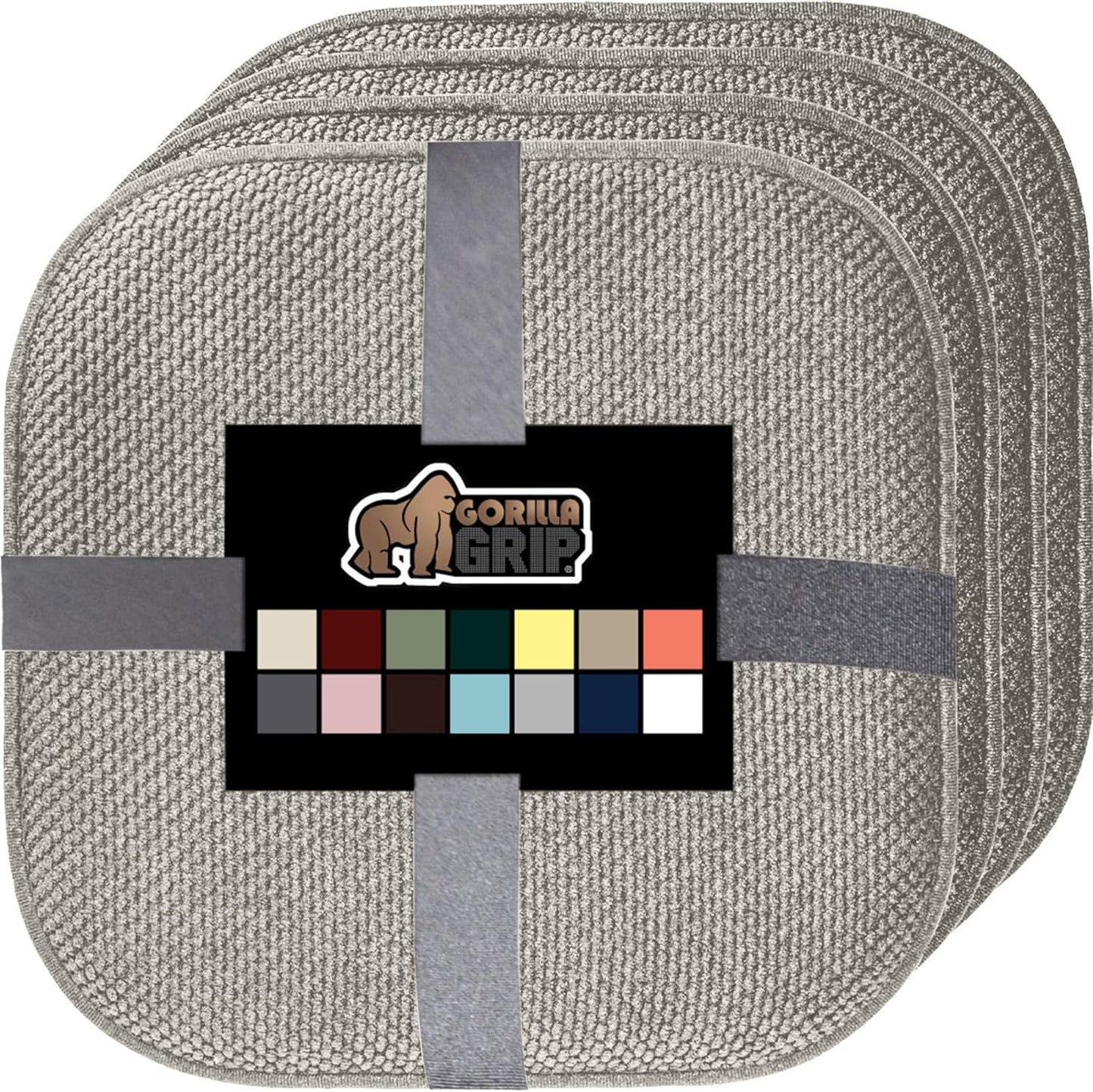 GORILLA GRIP Slip Resistant Chair Cushions, No Ties Required, Memory Foam Pads for Dining Room, Kitchen Table, Office, Rocking Chairs, Plush Seat Cover Cushion Pad, Home Decor, Set of 4 16x16, Black