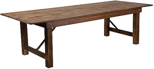 Flash Furniture Hercules Series 9' x 40" Rustic Solid Pine Folding Dining Table, Rectangular Antique Farmhouse Dining and Event Extension Table