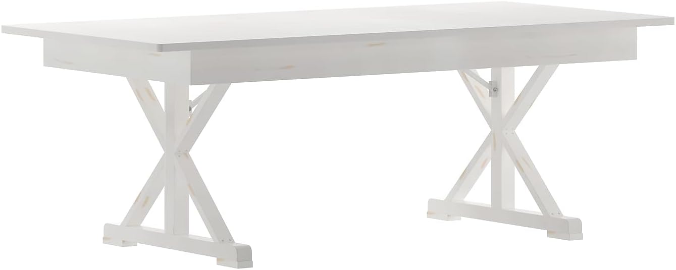 Flash Furniture Hercules Series 7' x 40" Rustic Solid Pine Folding Dining Table, Rectangular Antique Farmhouse Dining and Event Extension Table