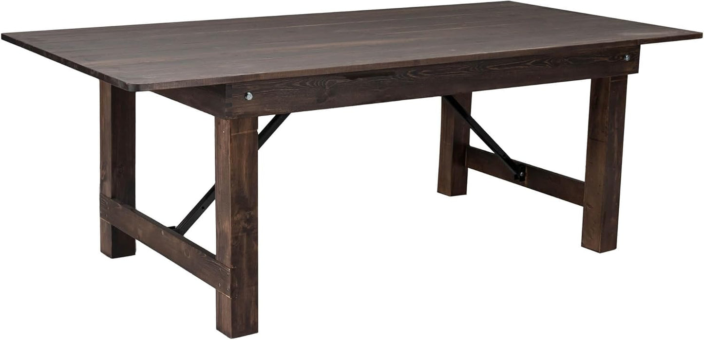 Flash Furniture Hercules Series 7' x 40" Rustic Solid Pine Folding Dining Table, Rectangular Antique Farmhouse Dining and Event Extension Table
