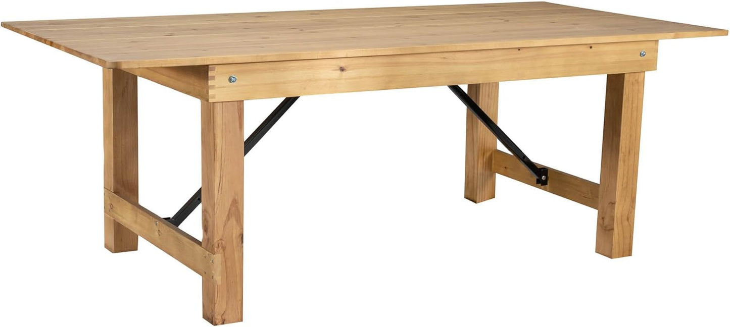 Flash Furniture Hercules Series 7' x 40" Rustic Solid Pine Folding Dining Table, Rectangular Antique Farmhouse Dining and Event Extension Table