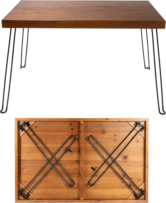 Sleekform Wooden Folding Dining Table for 4 - with Collapsible Hairpin Legs - 4 ft Portable Small Foldable Dining Room Table for Farmhouse Kitchen and Small Spaces - Walnut