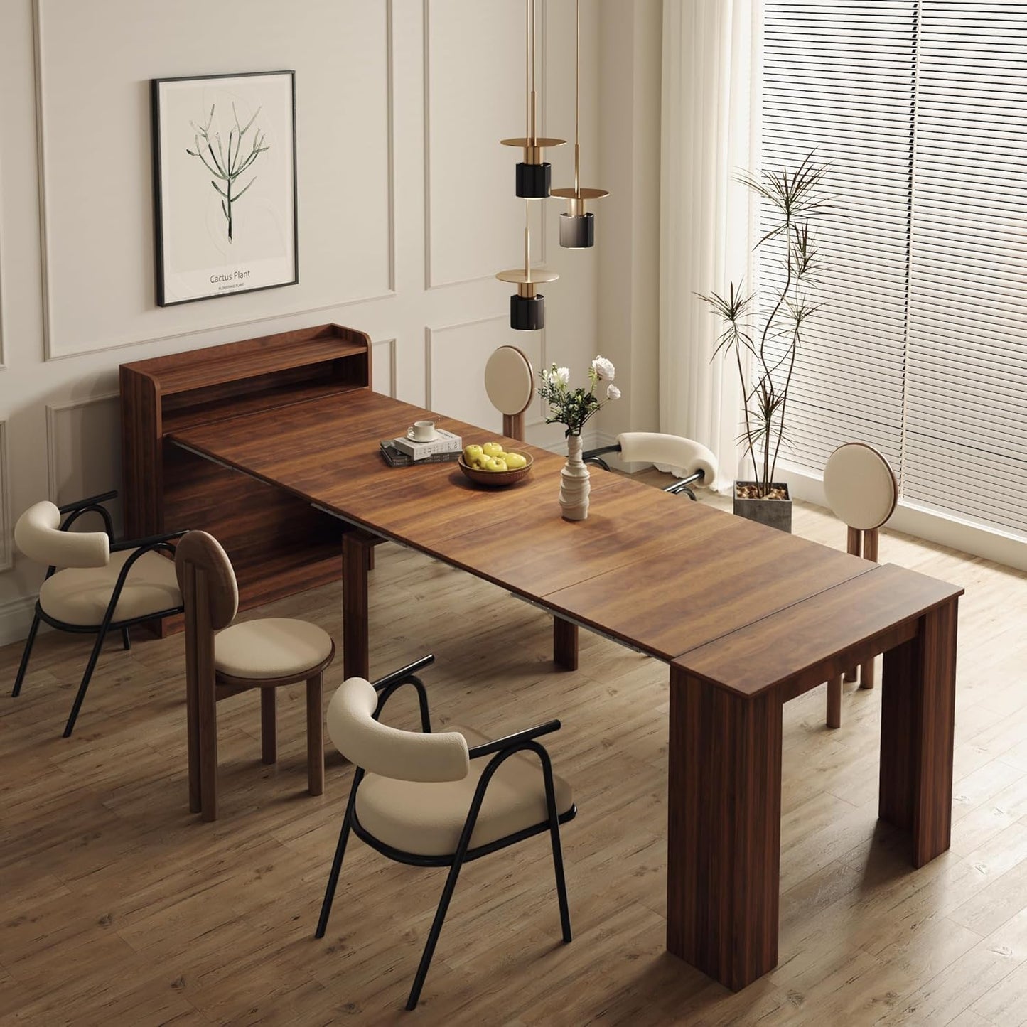 DMAITH 20"-118" Extendable Dining Table for 2-12 People, Modern Modular Extension Table, Space-Saving Extra Long Folding Dining Table, Multifunctional Conference Meeting Table, Oak