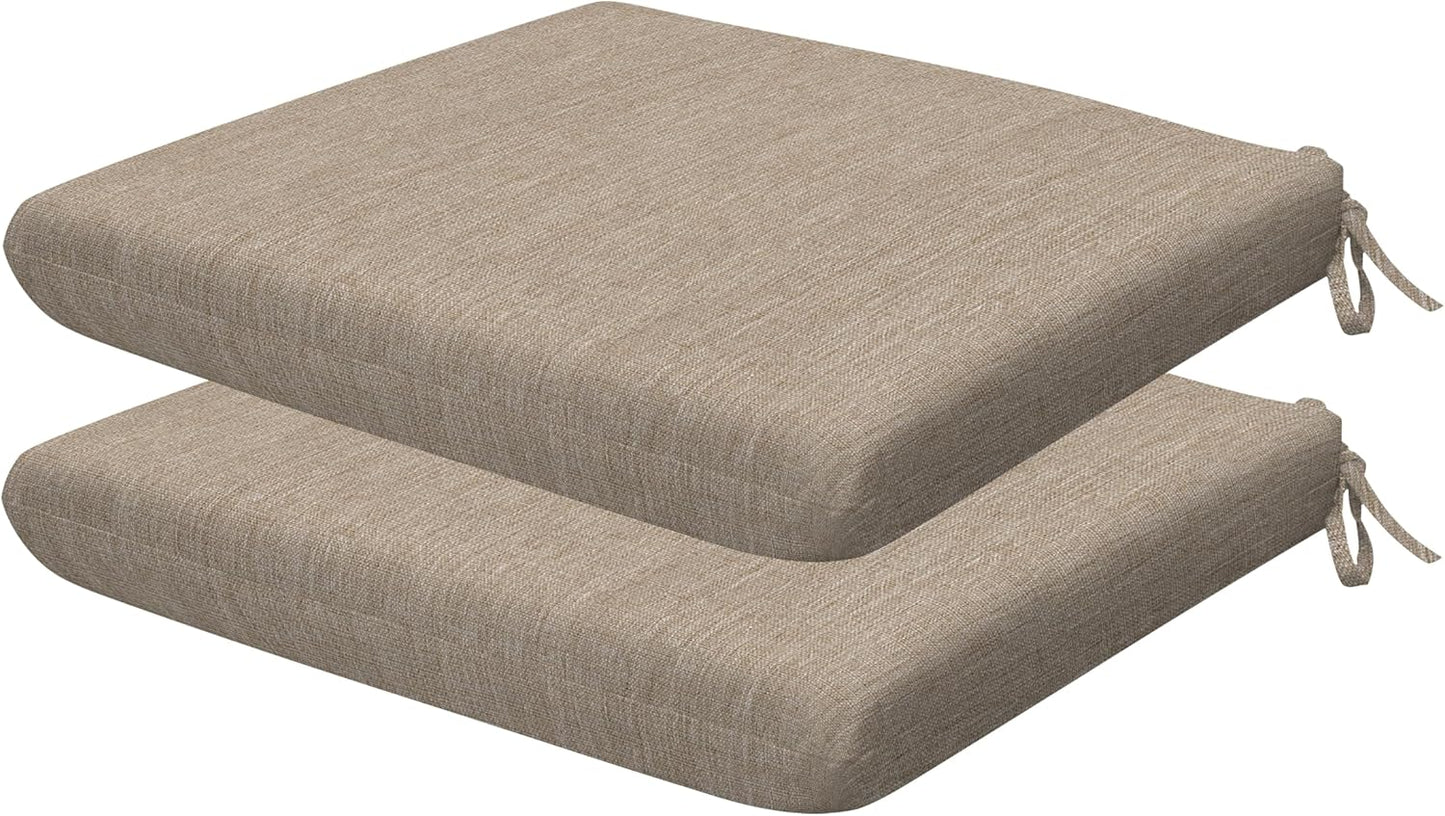 Honeycomb Outdoor Set of 2 Seat Pads, 18 x 17.5, Stripe Poolside Universal Chair Cushions for Patio Furniture