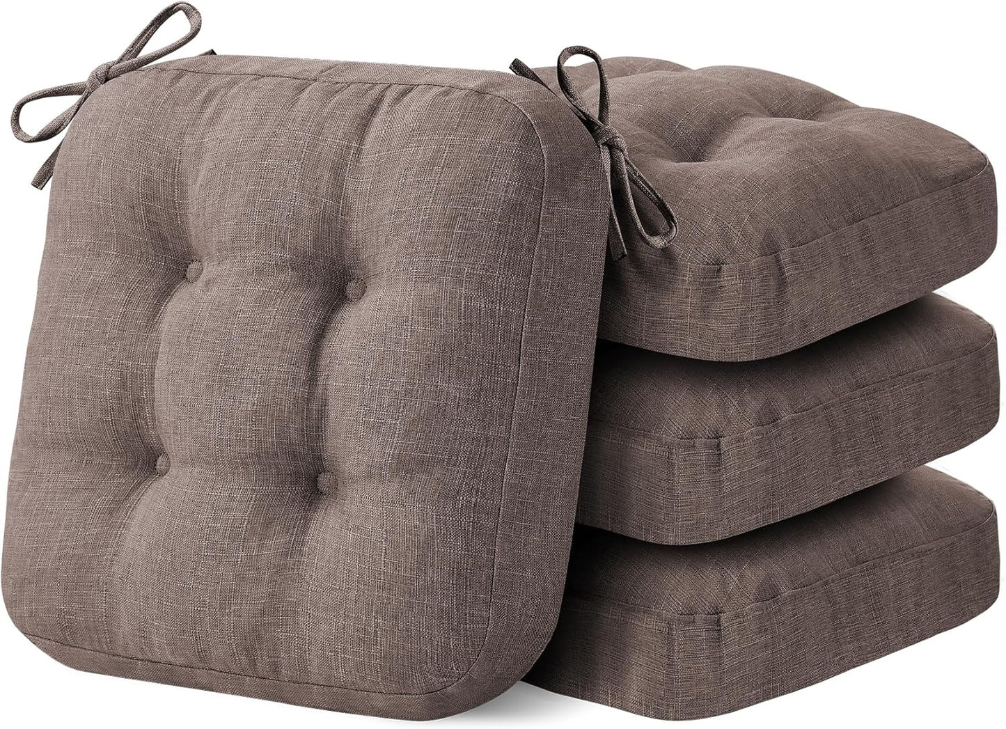 Chair Cushions, Memory Foam Dining Chair Cushions, Tufted Indoor Chair Pads, Set of 4, 16.5' x 16.5' x 3.5', Beige