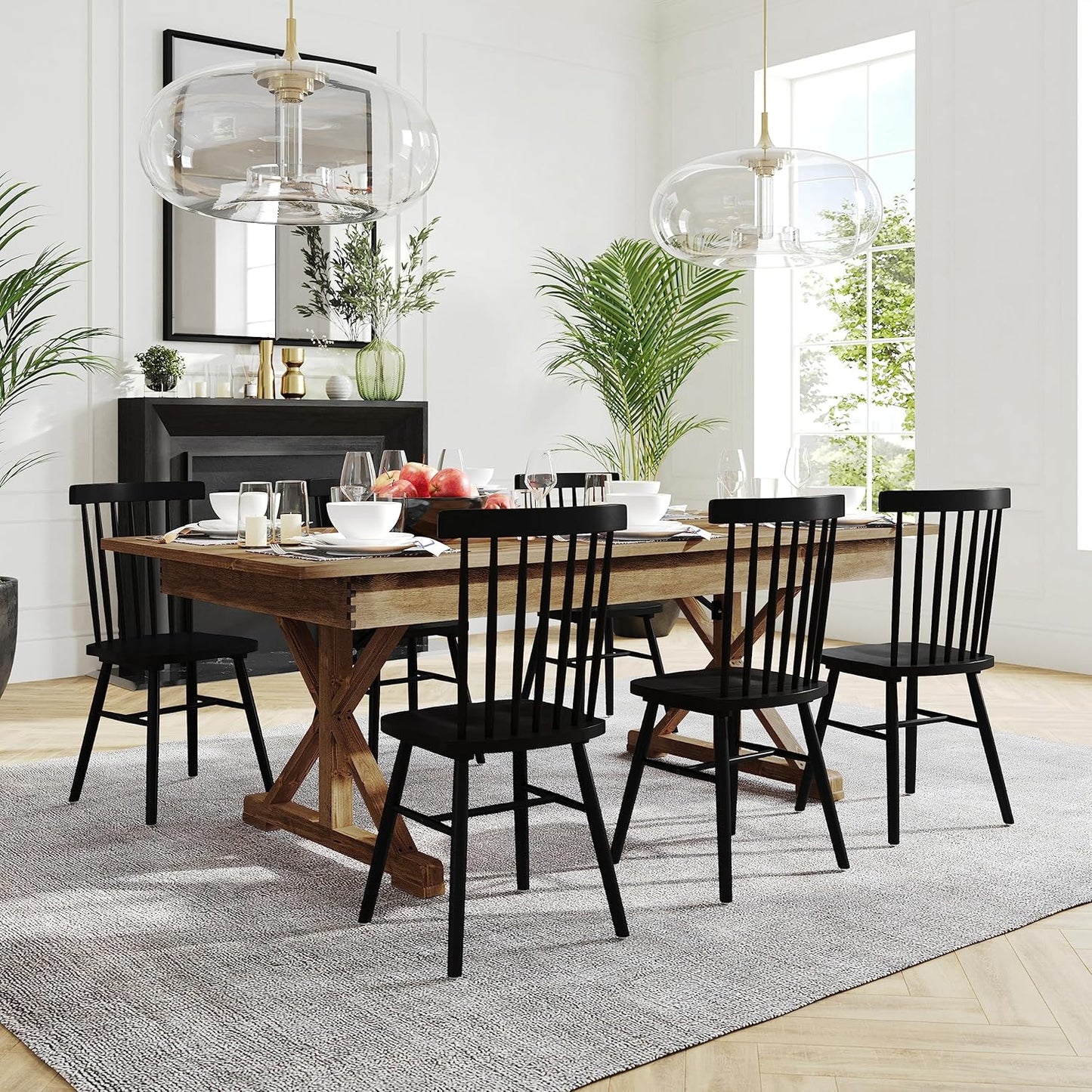 Flash Furniture Hercules Series 7' x 40" Rustic Solid Pine Folding Dining Table, Rectangular Antique Farmhouse Dining and Event Extension Table